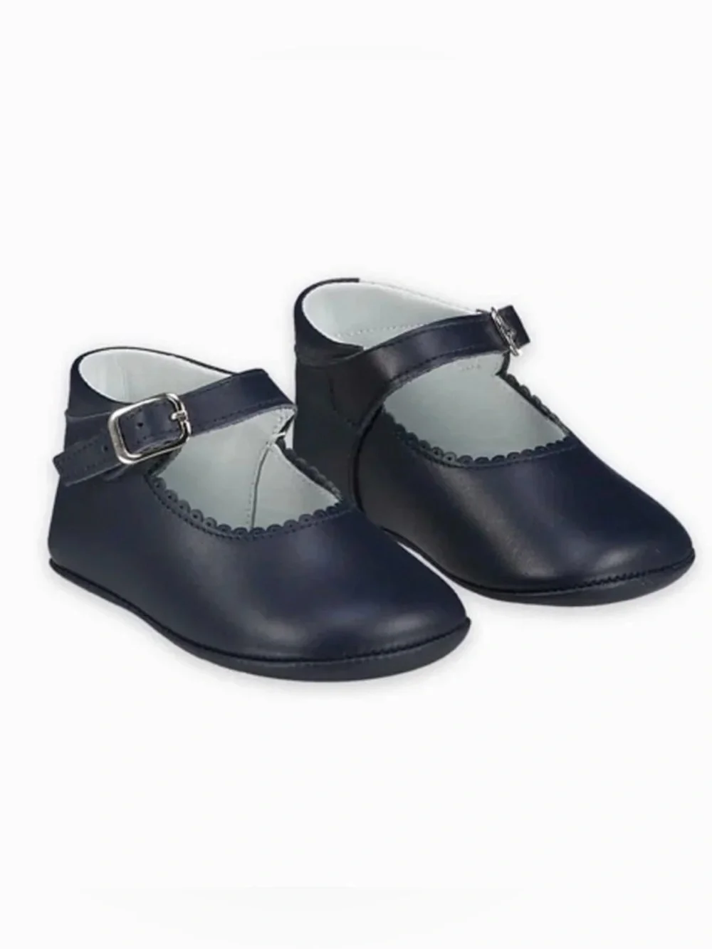 La Coqueta Navy Leather Baby Mary Jane Shoes